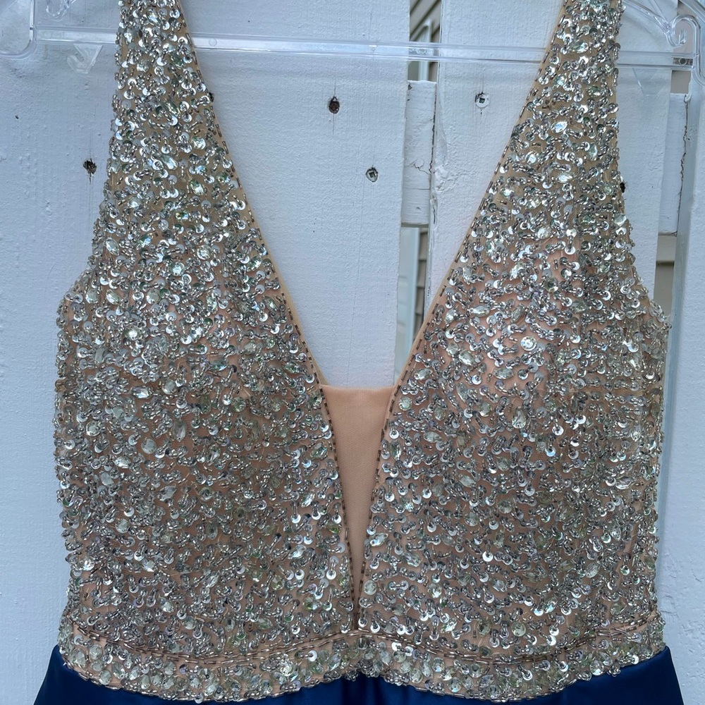 Navy Grad dress with sequins